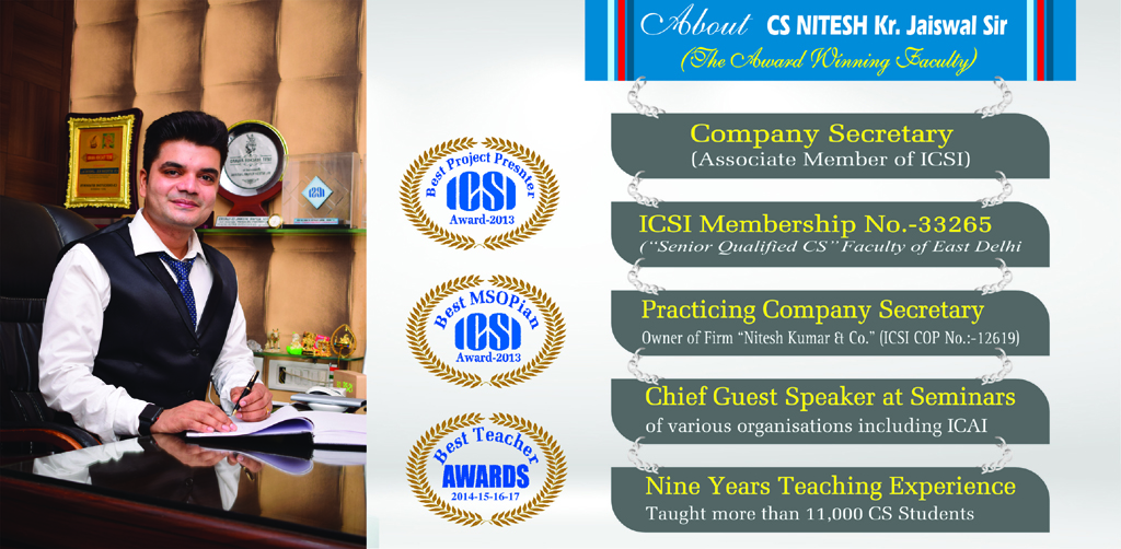 CS Nitesh KR. Jaiswal CS Classes | Best CS Classes In Laxmi Nagar